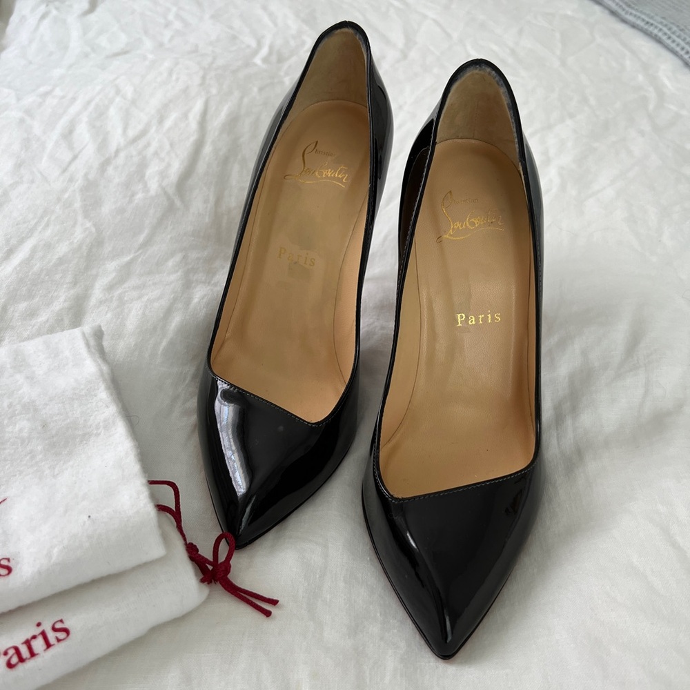 Christian Louboutin Black Patent Corneille 100mm Pumps